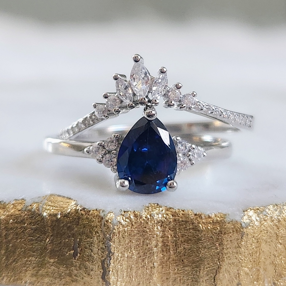 NWT Ryze Sapphire Blue & White Cubic Zirconia .925 Sterling Silver Ring - Size 9 - Picture 3 of 13